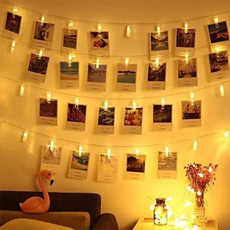 40 LED 6M Photo Clips, 6m/19.7ft Photo LED Clip String Light Fée Décorative Lumière Chaînes Accrocher des Photos et Mémos (1/5)