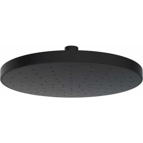 WENKO Soffione doccia effetto pioggia Automatic Cleaning anticalcare, doccetta italiana con ugelli autopulenti, attacco universale 1/2", design rotondo, Plastica, ø22,5 cm, nero (1/5)