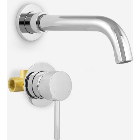 Blossom Contemporary Chrome Wall Mounted Spout & Concealed Valve Hot And Cold Mixer Tap (1/5)