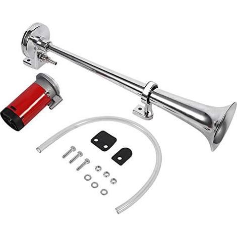 12V 150db Klaxon Voiture Air Horn avec Compresseur Unique Trompette Klaxon à Trompes en Zinc Plaqué Chromé pour Véhicules Camions Bateaux (1/5)