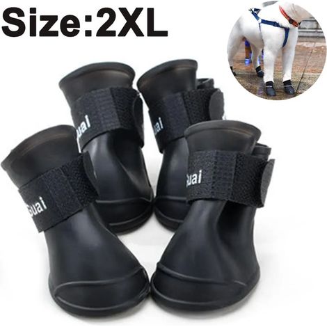 Bottes de pluie pour chien en caoutchouc aux couleurs acidulées, antidérapantes et imperméables, protection des pattes, noires, XXL (1/5)