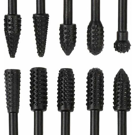 Lot de 10 Fraise en carbure,Queue 6,3 mm,Acier trempé noir,Pour bois plastique,Bricolage sculpture (1/5)