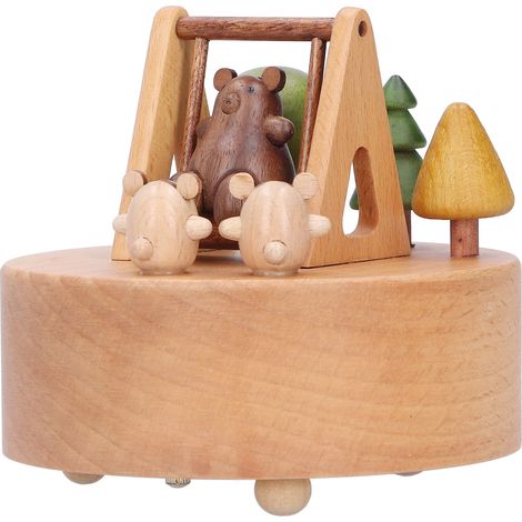 Spieluhr aus Holz mit Bärenmotiv, innovative Spieluhr mit Schaukelfunktion, dekoratives Geburtstagsgeschenk (1/5)