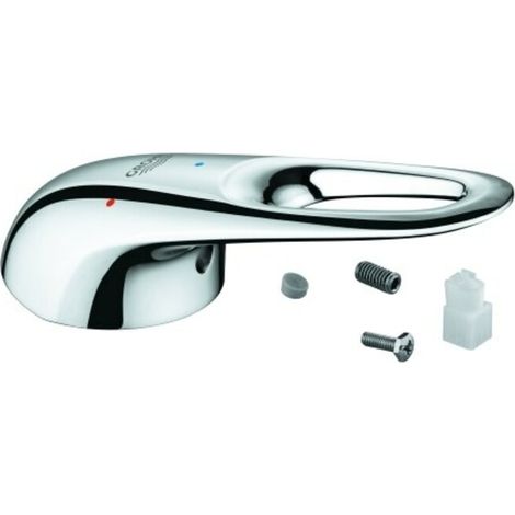 Grohe Metallbügelhebel für Einhand-Waschtischbatterie 1/2" mit 35mm Kartusche, Markierung Mittelstellung kalt, Chrom, 46939000 (1/2)