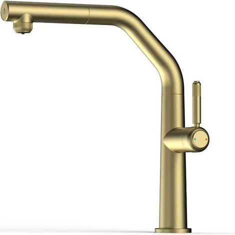 Mezclador de fregadero de cocina de acero inoxidable PVD dorado con función de agua filtrada Pollini FILTRA TECH RE6110-PG  PVD de oro cepillado (1/5)