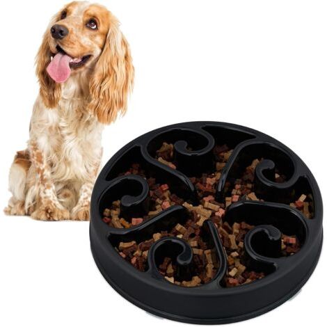 BUNTHAUS (Ø 20 cm)Noir Gamelle Anti glouton pour Chiens et Chats, Hauteur 5 cm, capacité jusqu'à 450 g, gamelle antidérapante en Plastique Alimentaire, résistant au Lave Vaisselle jusqu'à 100° (1/4)