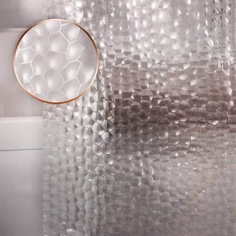 Rideau de Douche épais en EVA de 8 g avec 3 aimants inférieurs très résistants, Doublure de Douche pour Cabine de Douche, baignoires, Motif Galets 3D
