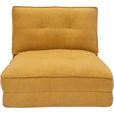 Poltrona letto singola in tessuto effetto velluto giallo senape SALLY