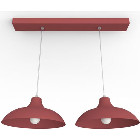 LUMICOM PARIGINA Sospensione Binario, 2X E27, max 42W, metallo, rosso cowhide, D.30cm L.70cm (1/4)