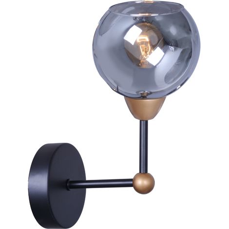 Applique Polux Assaria nero oro vetro metallo 1xE14 (1/3)