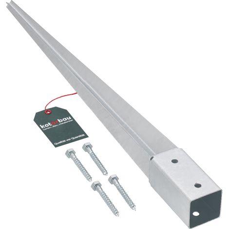 KOTARBAU® Support de Poteau Bois - Acier Galvanisé - 60 cm - Argent - 46 x 46 mm - Support Poteau à Enfoncer - pour Clôture et Pavillon - Résistant à la Corrosion (1/5)