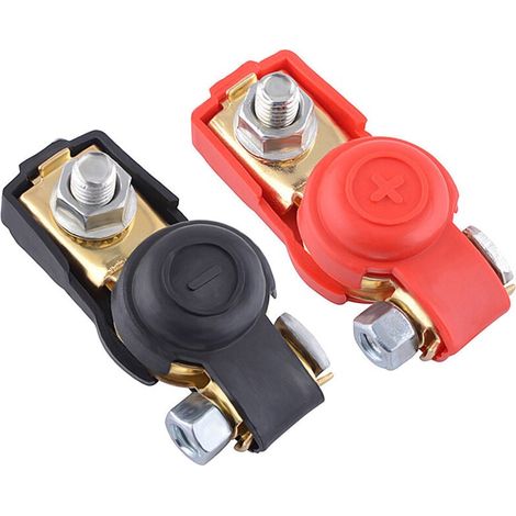 Bornes de Batterie à Dégagement Rapide Pinces,2 PCS Bornes de Batterie à Dégagement Rapide avec Pinces Positifs et Négatifs et Connecteurs de Bornes de Voiture à Plaque de Voiture en Cuivre (1/4)