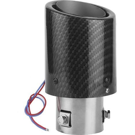 Auspuffendrohr aus Kohlefaser mit leuchtender LED-Beleuchtung, 1,4–2,5 Zoll, universell, rot (1/5)