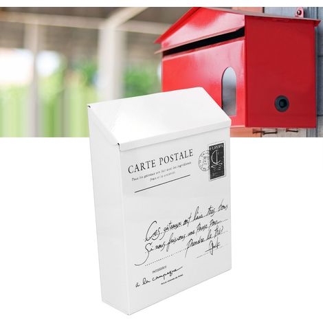 Boîte aux lettres créative avec serrure à ceinture métallique, boîte aux lettres de style américain, boîte à suggestions, boîte aux lettres murale de style campagnard, petits caractères blanc cassé (1/5)