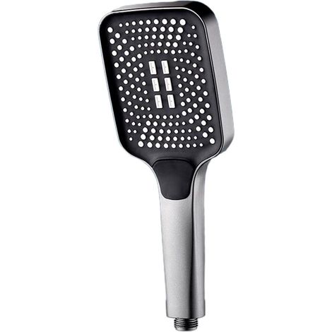 Pommeau de douche haute pression 3 modes chromé - Économie d'eau - Fonction pluie avec interrupteur marche/arrêt - ABS gris