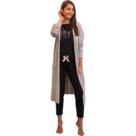 Accappatoio da donna, comodo ed elegante per la casa, grigio Accappatoio da donna, comodo ed elegante per la casa, grigio (1/5)