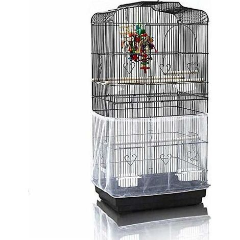 housse Pour Cage Oiseaux Maille Couverture Protection Cage (l, Blanc)oiseaux Perruches Canaris Attrape Graine (1/5)