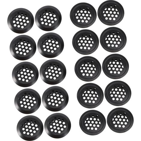 Couvercles D'aération Noirs Grille de Ventilation Ronde Respirante et Résistante la Rouille Lot de 20 en Acier Inoxydable pour Meubles pour Penderie (1/5)