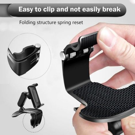 Support Téléphone Voiture - Rotation 360° - Fixation Tableau De Bord Pare-Soleil Rétroviseur - Pour Smartphones 4 À 7 Pouces - 1 Pièce (1/4)