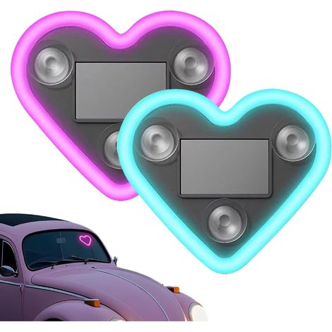 Luce al neon a LED solare senza fili rosa e blu per montante C dell'auto (1/5)