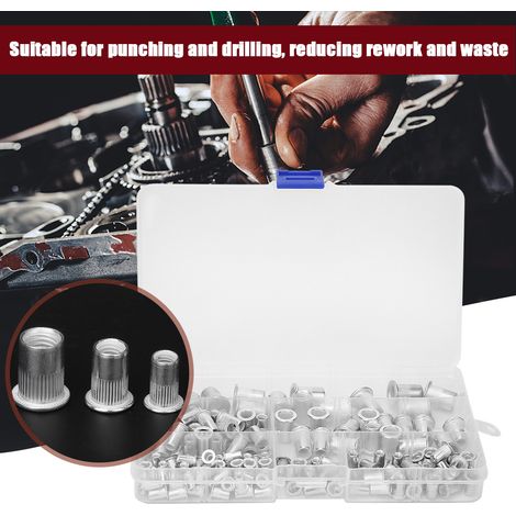 Lot de 150 pièces écrous à riveter en aluminium M3 M4 M5 M6 M8, inserts filetés, kit fixation quincaillerie (1/5)
