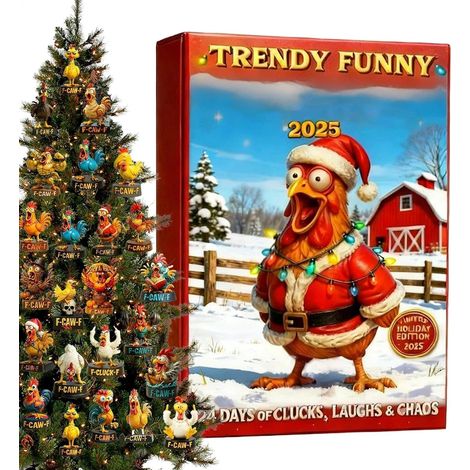 Advent Calendar - Reusable Flat Party Decoration - Chick Design - Countdown Calendar - For Friends, Adults, Teens, Window, Wall, Door and (1/5)