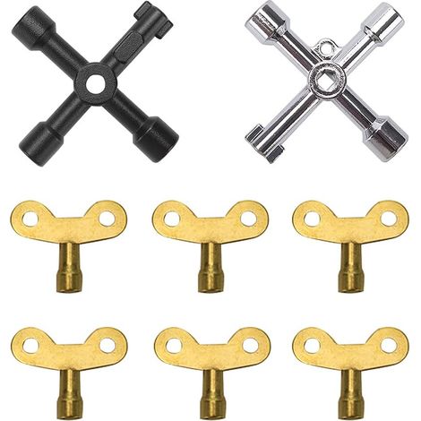8 Pieces Multi-Function Triangle Wrench - 4 Way Utility Key Bleed for Radiator, Plumber Tool - For Electric, Water and Gas Meters (1/5)
