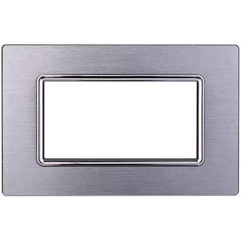 Plaque compatibles Bticino Livinglight 4 modules aluminium couleur argent brillant satiné