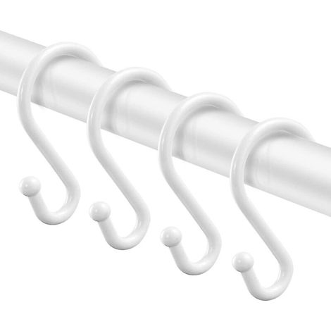 Rostfreie S-förmige Duschvorhanghaken aus Metall – 12er-Pack – Weiß (1/5)