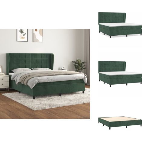 Boxspringbett mit Matratze Dunkelgrün 160x200 cm Samt - Boxspringbett - Boxspringbetten - Bett - Schlafzimmermöbel (1/5)