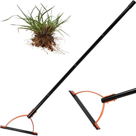 Rasentrimmer mit zweischneidiger, gezackter Stahlklinge – Handgehaltener Unkrautstecher – Langer Griff für Gartenrasen – 153 cm lang