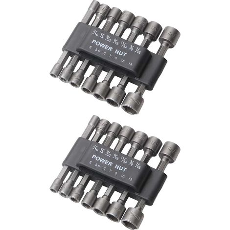Lot de 14 douilles 5-13 mm - Adaptateur de douille hexagonal - Outil - Écrous - Pour perceuse ou visseuse sans fil (2) (1/5)
