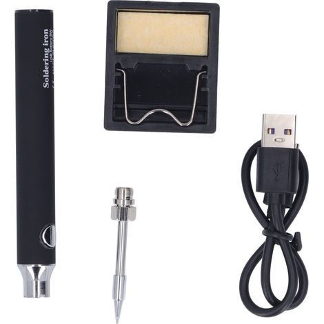 Fer à souder portable sans fil USB avec trois réglages de température et voyant lumineux (noir) (1/5)