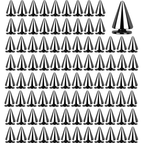 100Pcs Rivet Cône Cone Studs Antirouille Clous Conique Cône Punk Style Rivets Clou Forme de Cône Rivets pour Sacs Bracelets en Cuir Chaussures Ceinture Vêtements Décoration 7x10mm (Pistolet Noir) (1/5)