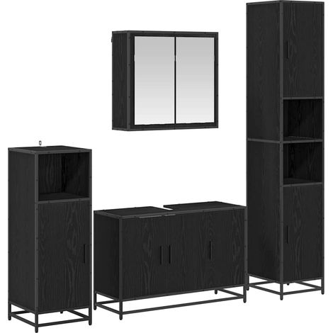 Maison Exclusive - Badezimmermöbel-Set 4 pcs Schwarz Eichen-Optik