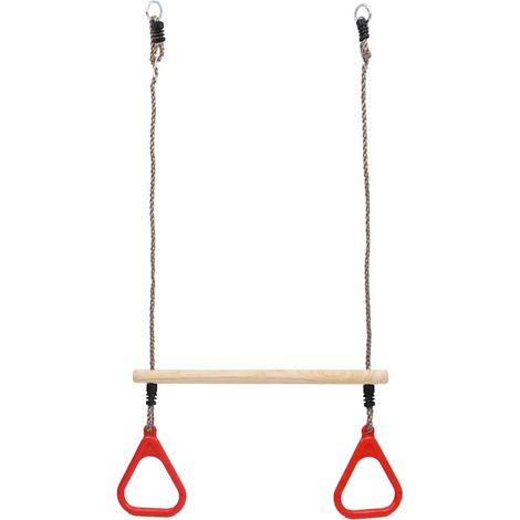 Barre de trapèze avec anneaux balançoire enfant extérieur en pin massif et PE multicolore 58 cm (1/5)