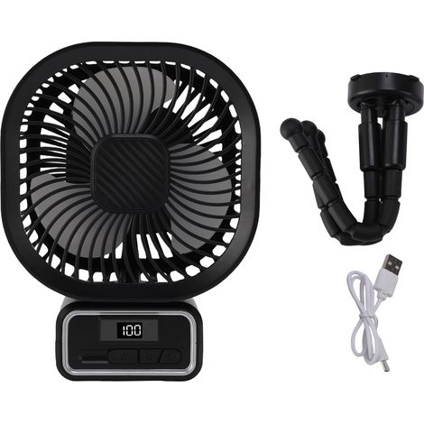 Ventilador para cochecito de bebé de 3 velocidades, oscilante automático, portátil, con trípode flexible extraíble y luz nocturna.