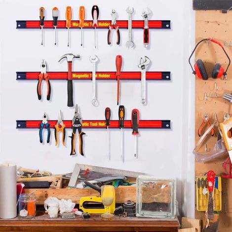 Costway – Lot de 6 barres magnétiques pour outils 46 cm – Charge maximale 10 kg – Installation facile pour garage et atelier