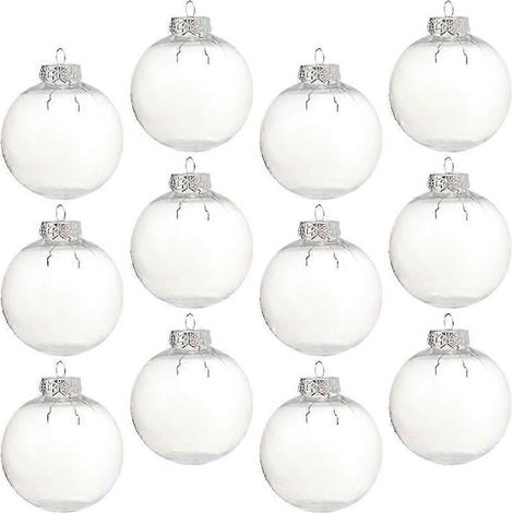 14 boules de Noël transparentes à remplir pour décorer votre sapin, boules décoratives en plastique pour les fêtes, décorations à suspendre à faire soi-même, légères (1/5)