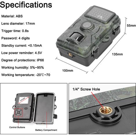 Eosnow 16 MP 1080P tragbare Tag-Nacht-Foto- und Videoaufnahme-Hinterkamera, multifunktionale Outdoor-Jagd, Tierbeobachtung, Hausüberwachung, IP66 wasserdicht, mit 38 Lichtern