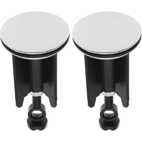 Lot de 2 bouchons de lavabo escamotables de 40 mm, réglables en hauteur, pour salle de bain, remplacement, chromés, antirouille, pour cuisines et salles de bain (1/5)