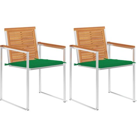 vidaXL Sillas de jardín con cojines 2 uds madera maciza acacia y acero (1/5)