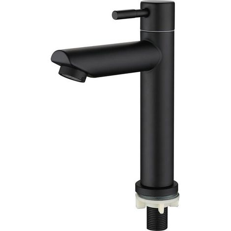 Mitigeur Lavabo - Acier Inoxydable SUS304 - Finition Brossée - Installation Un Trou - Hauteur 18 Cm - 1 Pièce (1/4)