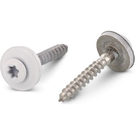 Vis faitage Tête fraisée bombée TFB TORX T20 Inox A2 RAL9010 blanc pur 4.5X100RD.EPDM-1 pièce