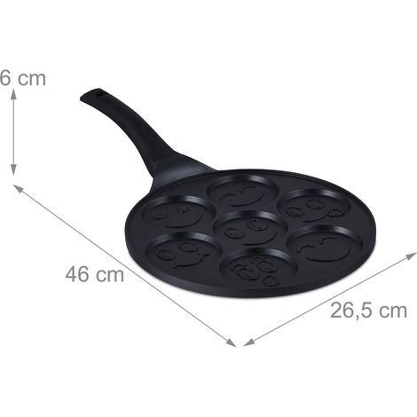 Poêle à pancakes ronds 7 emplacements idéale pour petits-déjeuners en aluminium noir (1/4)