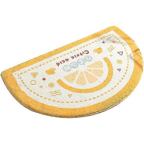 Tapis de bain demi-cercle 40 x 60 cm, en fausse fourrure absorbant l'eau - Jaune citron (1/5)