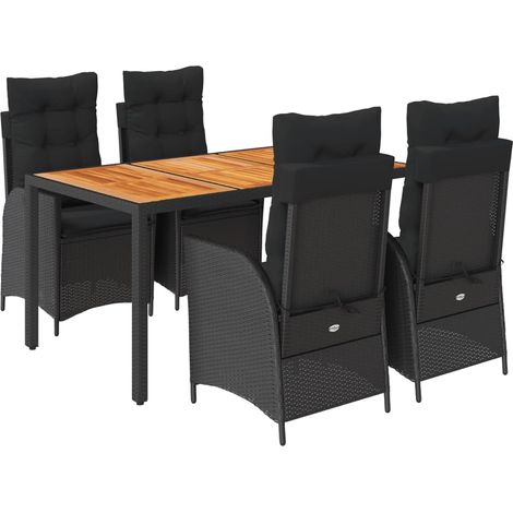 Maison Exclusive - Ensemble à manger de jardin coussins 5pcs Noir Résine tressée (1/5)
