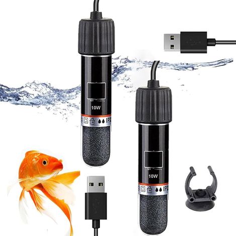 Lot de 2 mini radiateurs USB pour aquarium 10 W avec thermostat (1/5)