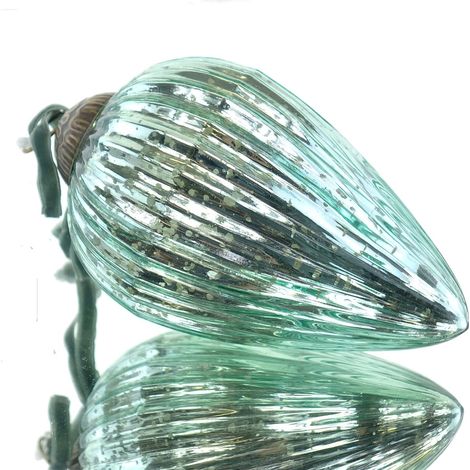Riffelmacher Prunkvoller Weihnachtsschmuck Zapfen Grün gerippt Antikstil 14,5 cm - Glas (1/2)