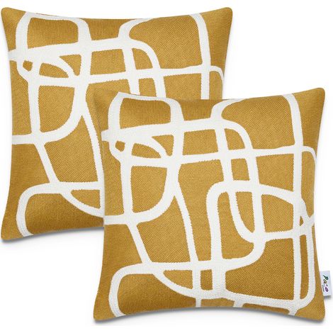 Paco Home Housse De Coussin Décoratif Housses De Coussin Motif Scandinave Lot De 2 Canapé 2pcs-Set, Jaune 2